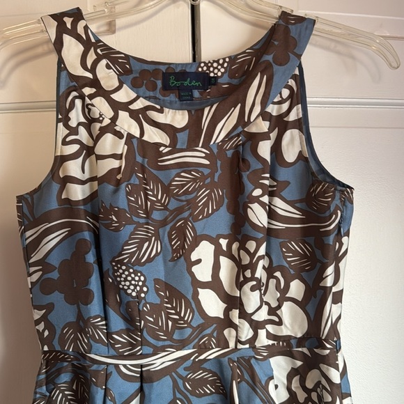 Beautiful Silk Boden Blue and Brown Floral Dress - Picture 5 of 8